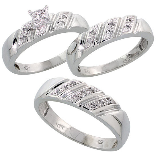 Wedding Ring Sets For Her And Him
 Buy 10k White Gold Trio Engagement Wedding Ring Set for