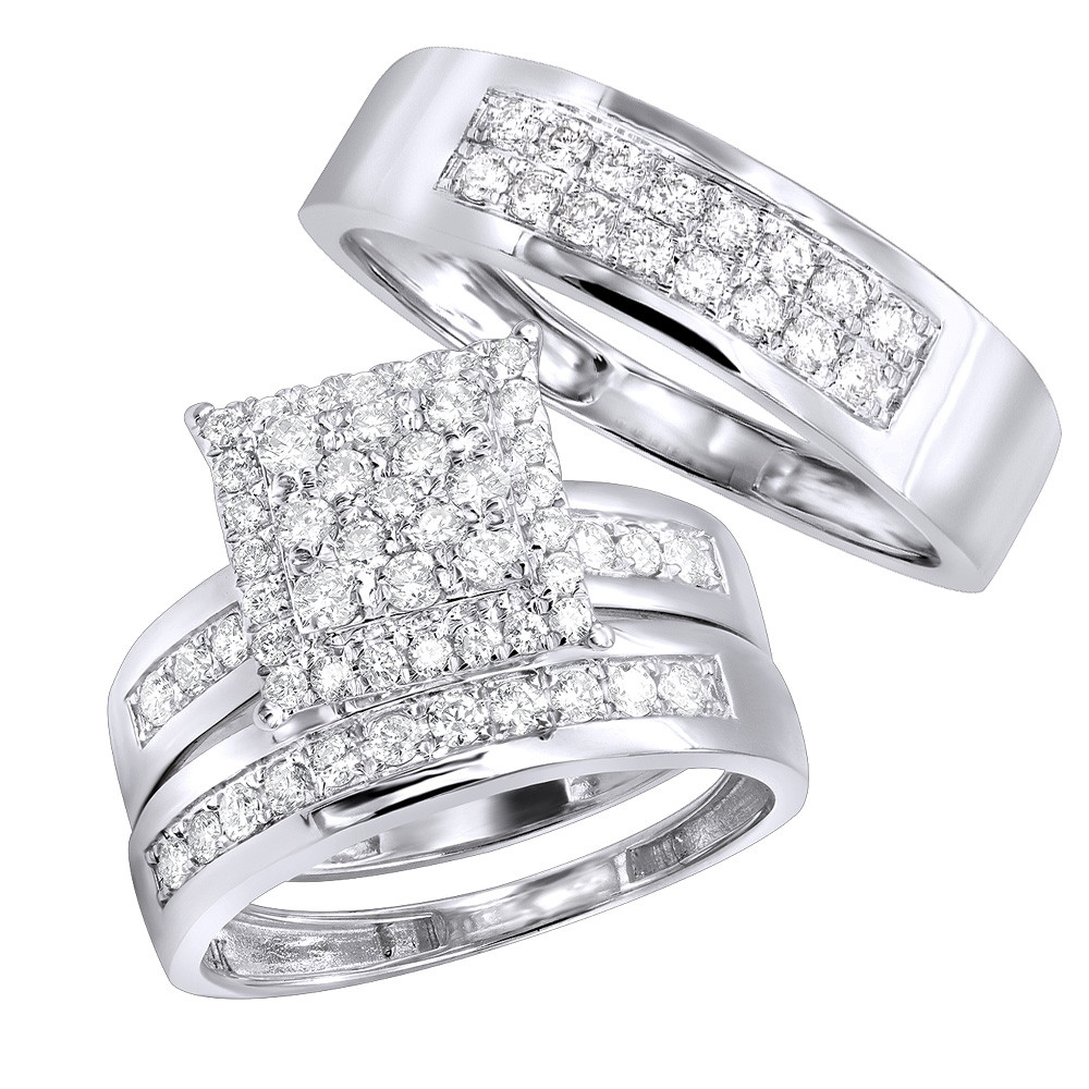 Wedding Ring Sets For Her And Him
 Wedding and Engagement Trio Diamond Ring Set for Him and