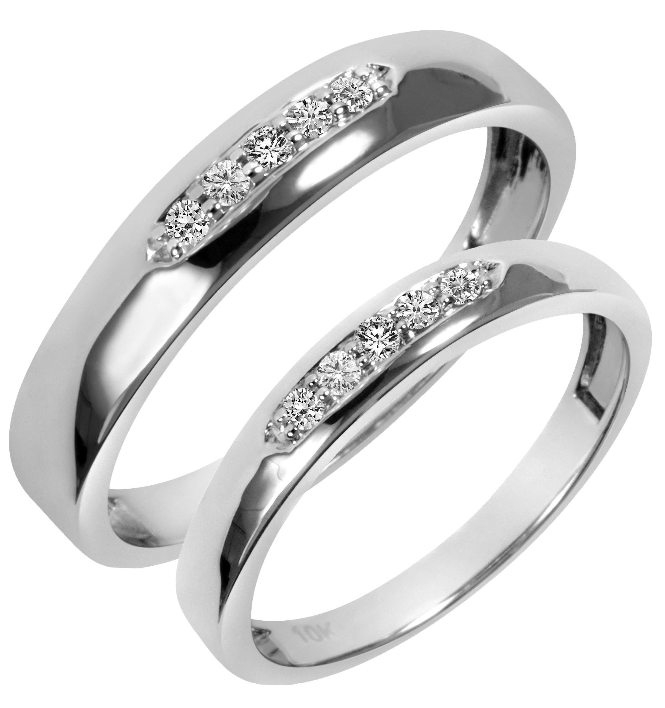 Wedding Ring Sets His And Hers
 10K White Gold 1 5 CT T W