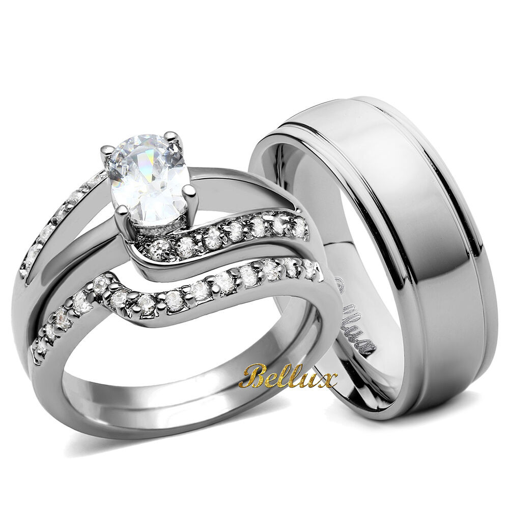 Wedding Ring Sets His And Hers
 His and Hers Wedding Ring Sets Women s Oval CZ Rings Set