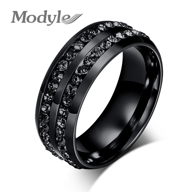 Wedding Rings For Guys
 Modyle 2017 New Fashion Men Rings Black Crystyal Rings