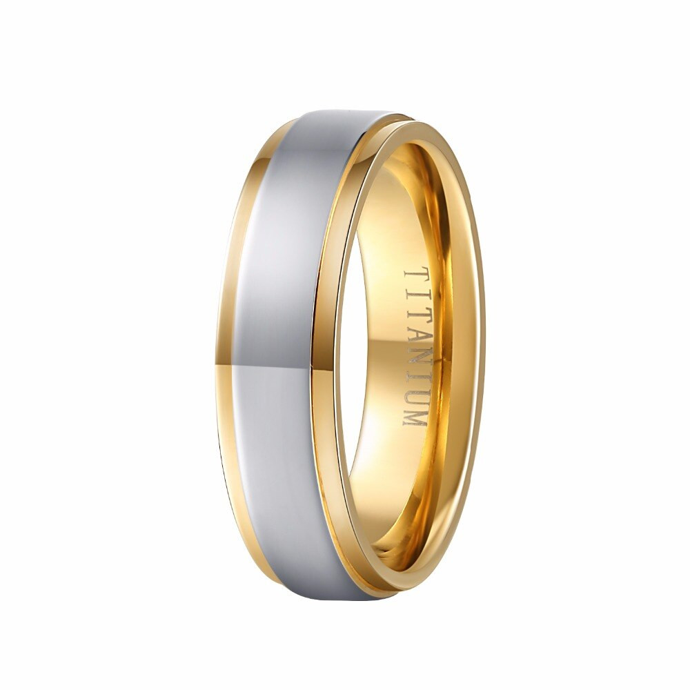 Wedding Rings For Guys
 Pure Titanium Ring 6MM Gold Color Mens Wedding Band