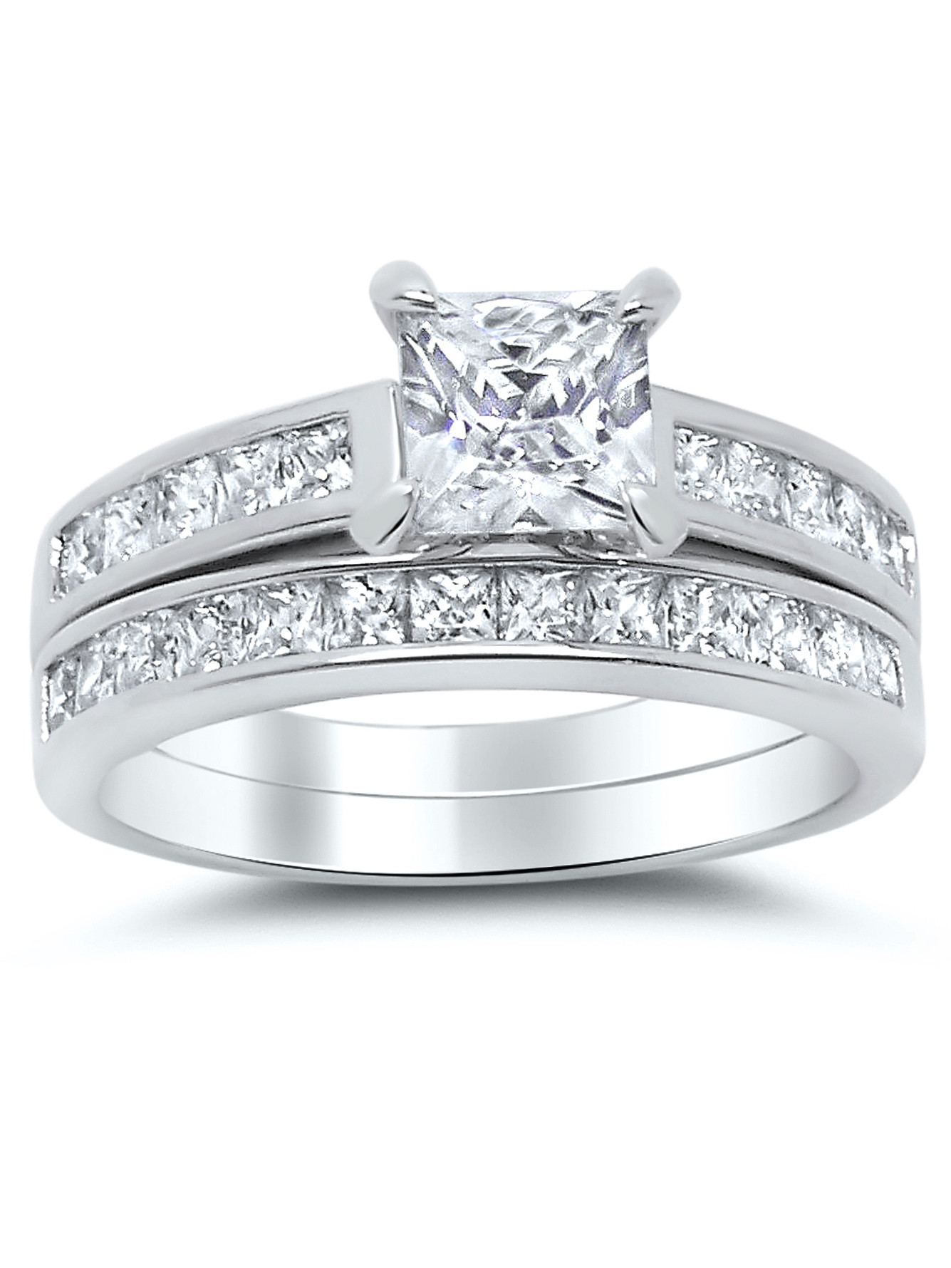 Wedding Rings Sets At Walmart
 Factory 925 Sterling Silver Princess Cut Bridal Set