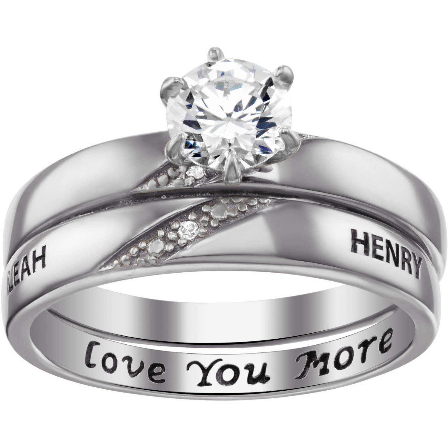 Wedding Rings Sets At Walmart
 ONLINE Personalized Round CZ and Diamond Sterling Silver