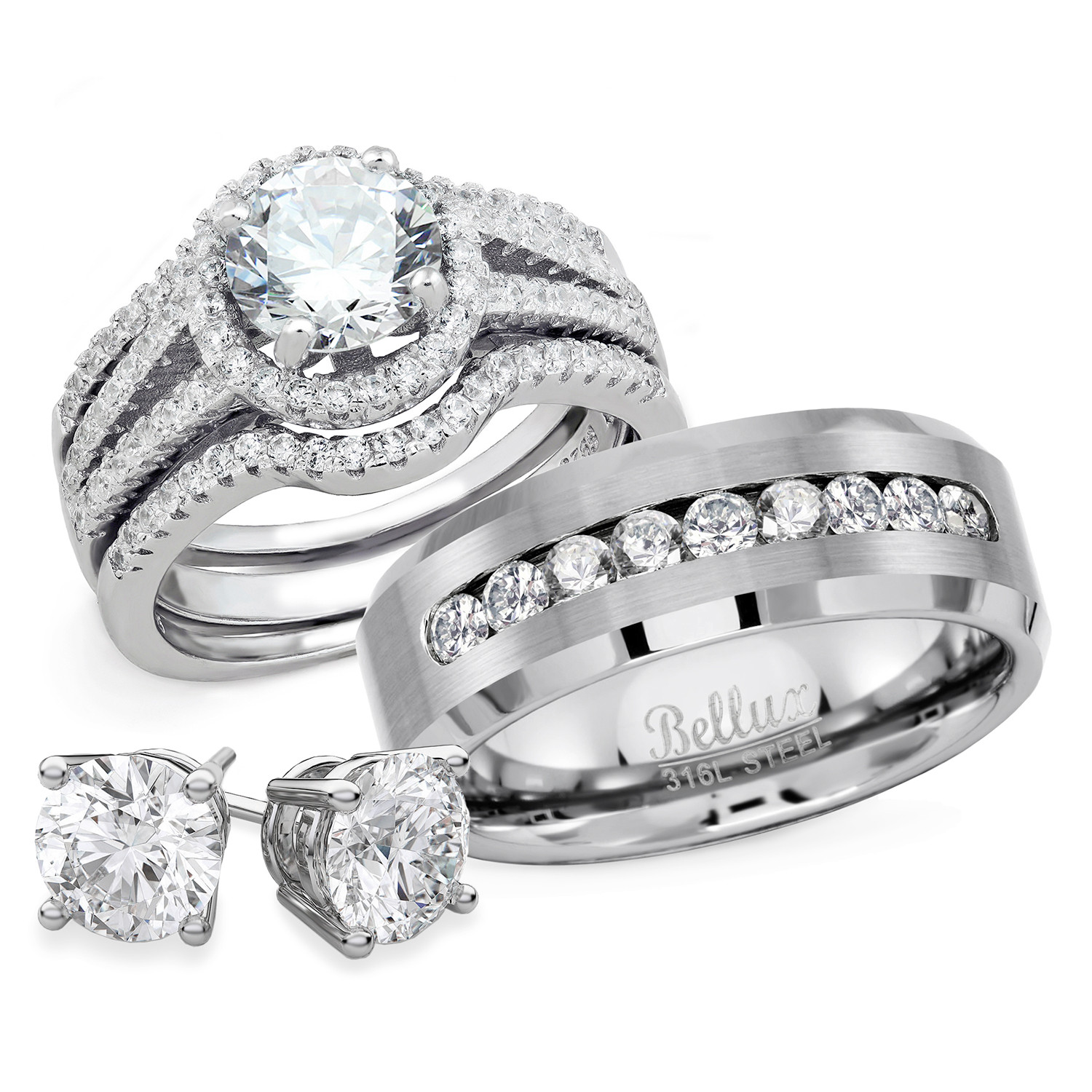 Wedding Rings Sets At Walmart
 Bellux Style His and Hers Wedding Engagement Anniversary