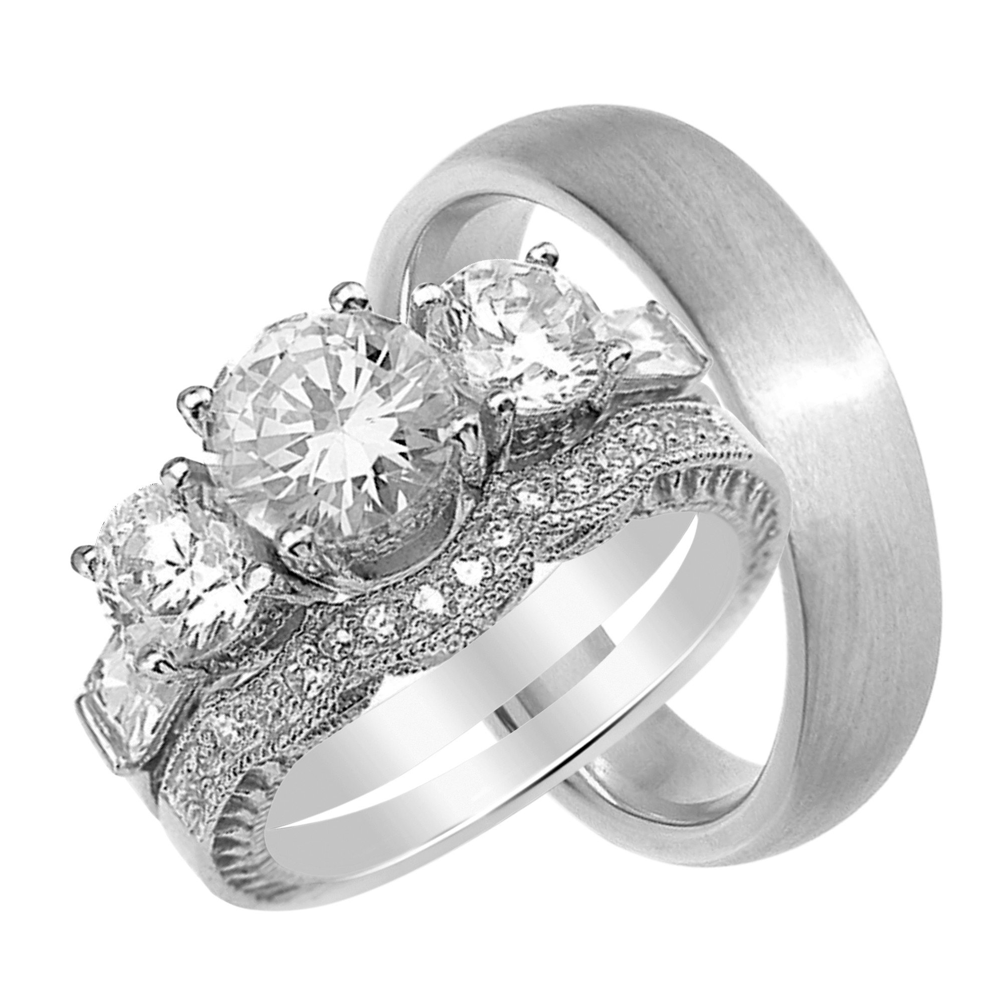 Wedding Rings Sets At Walmart
 LaRaso & Co His and Hers Wedding Ring Set Sterling