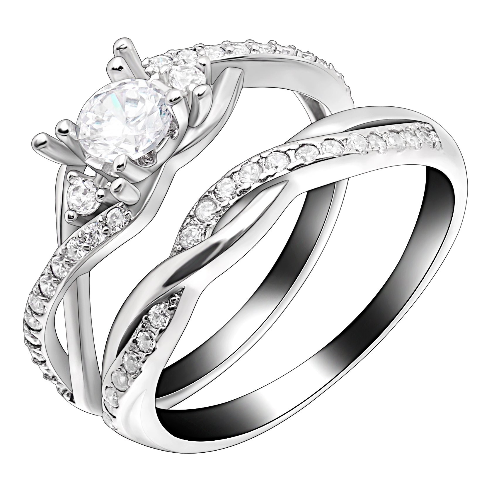 Wedding Rings Sets At Walmart
 Contessa Engagement and Wedding Band Ring Set 925 Sterling
