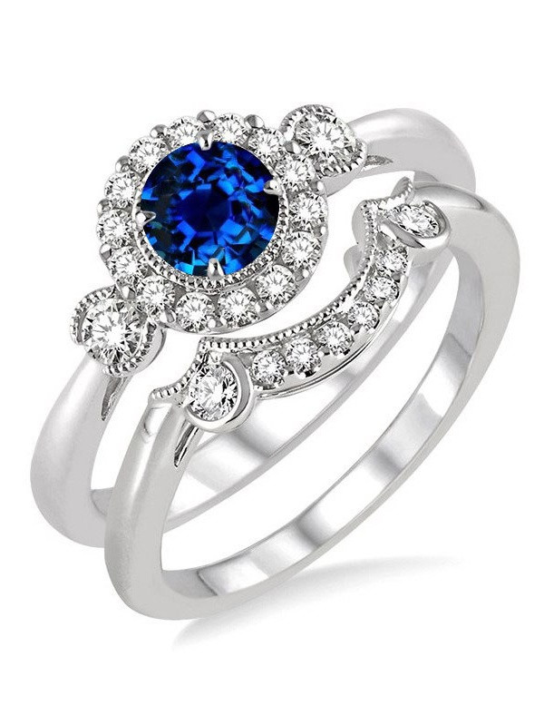Wedding Rings Sets At Walmart
 Affordable 1 25 Carat Sapphire and Diamond Wedding Ring