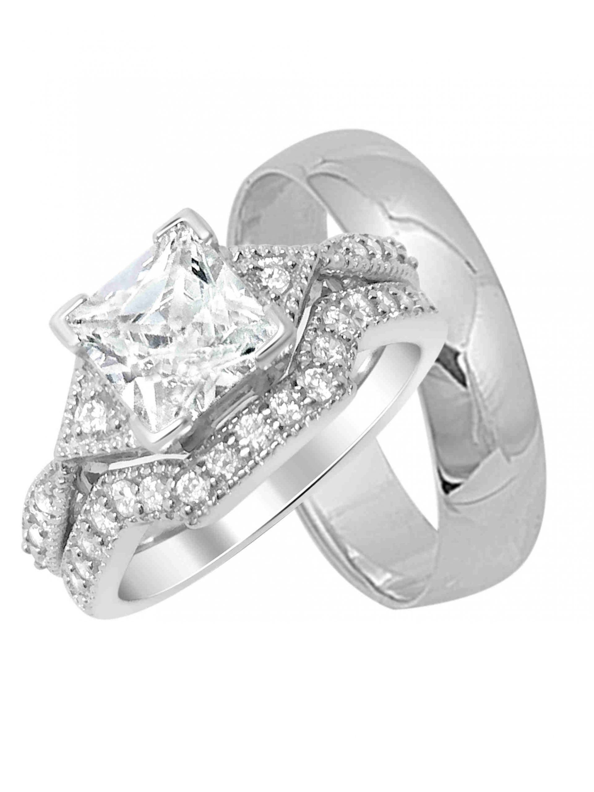 Wedding Rings Sets At Walmart
 LaRaso & Co His Hers Silver Matching Wedding Bands Ring