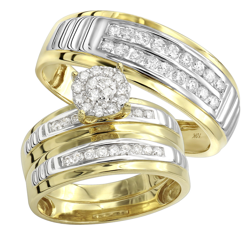 Wedding Rings Sets Cheap
 10k Gold Cheap Diamond Engagement Ring and Wedding Bands