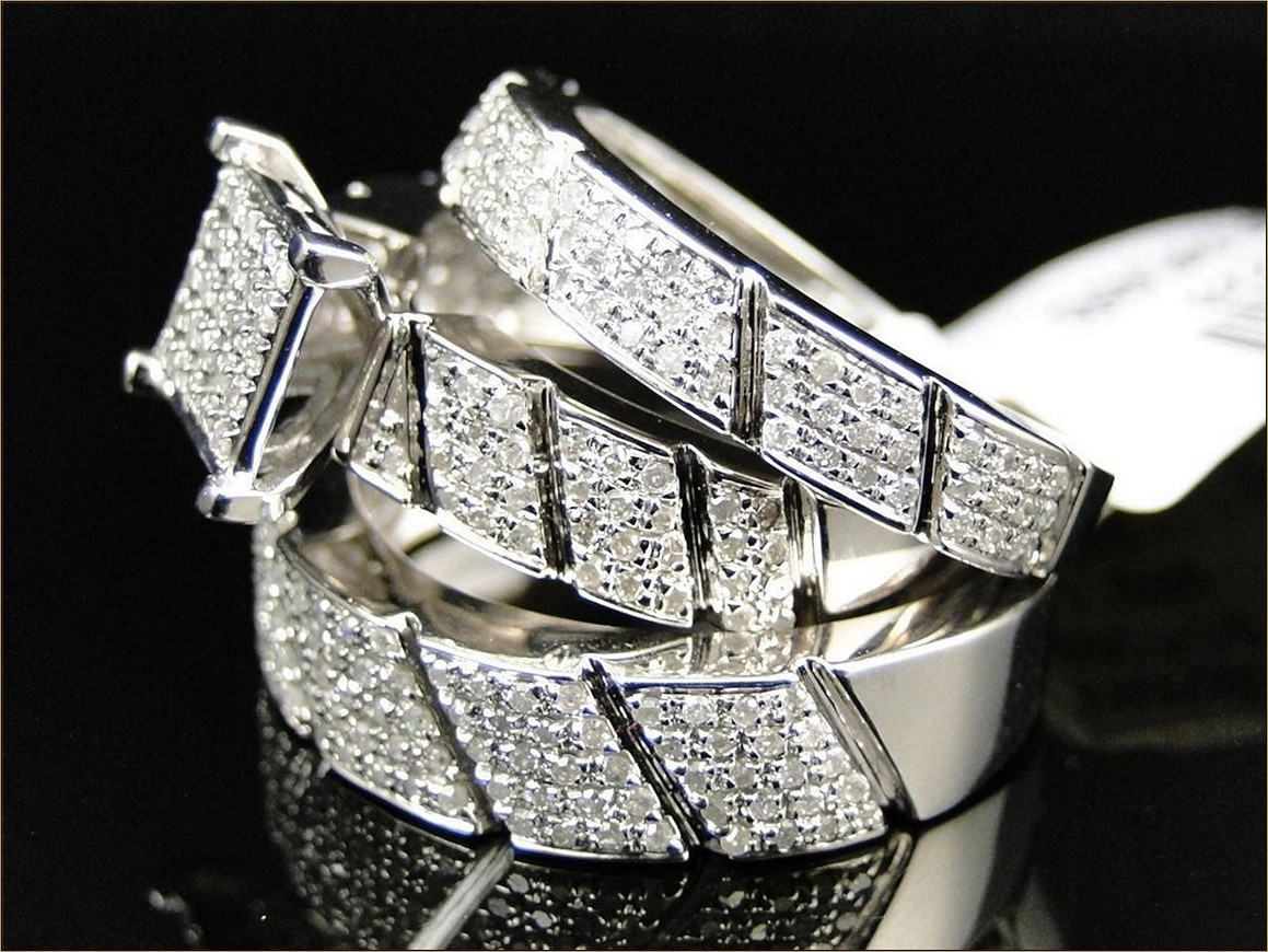 Wedding Rings Sets Cheap
 2 1 4 Ct Diamond Trio Set 10K White Gold Women Engagement