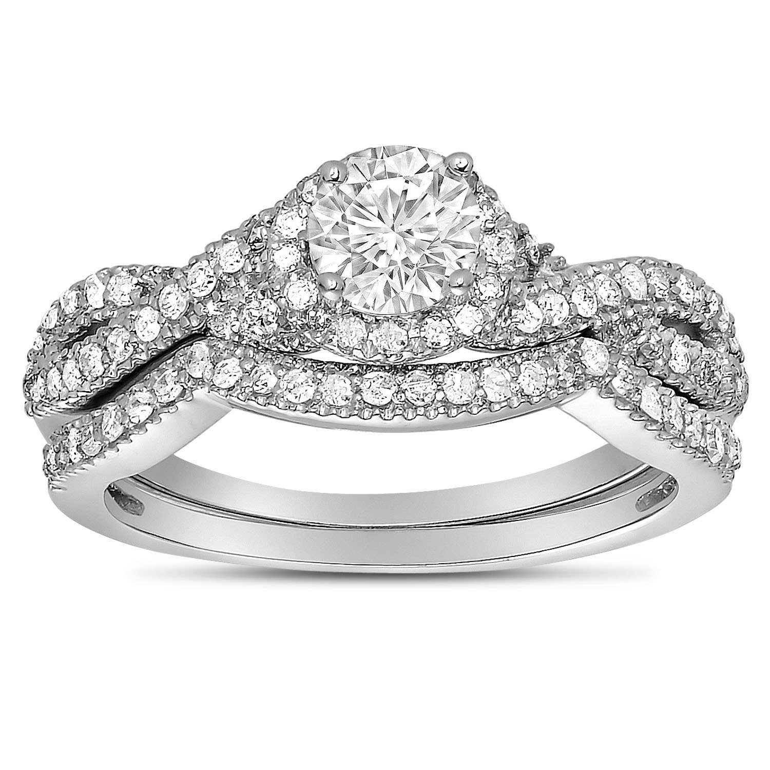 Wedding Rings Sets For Her
 2 Carat Round Diamond Infinity Wedding Ring Set in White