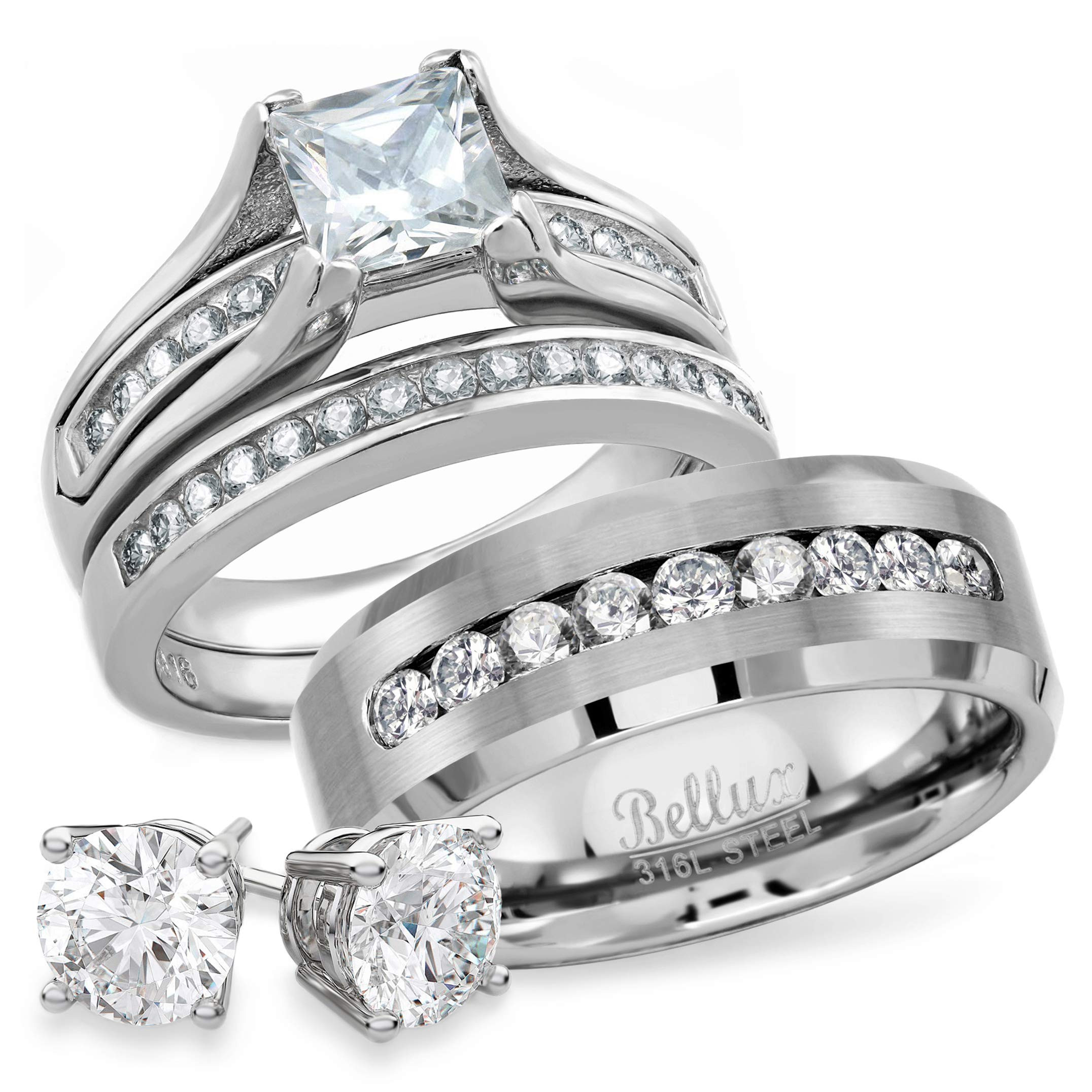 Wedding Rings Sets For Her
 Bellux Style His and Hers Wedding Rings Set for Him and