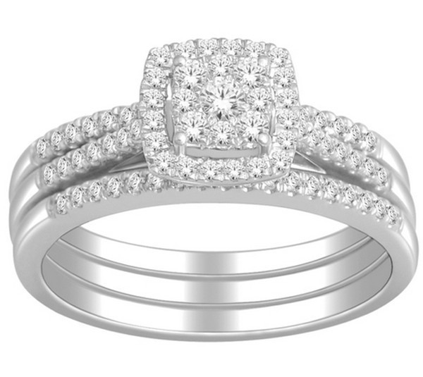 Wedding Rings Sets For Her
 1 Carat Trio Wedding Ring Set for Her in White Gold