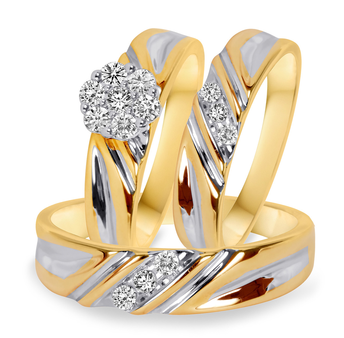 Wedding Rings Sets For Her
 10K Yellow Gold 3 8 CT T W