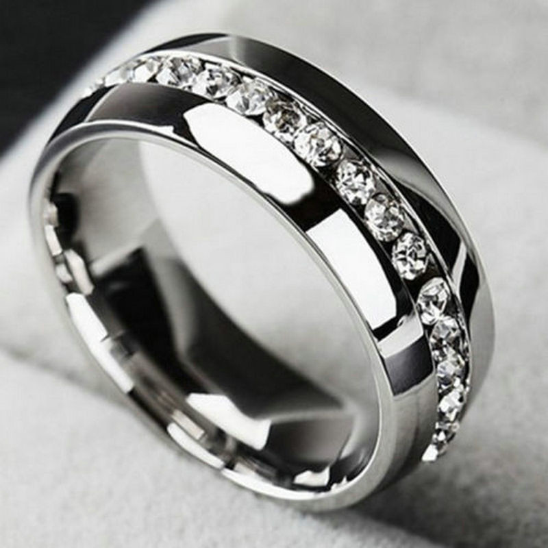 Wedding Rings Size 11
 Men Women CZ Couple Stainless Steel Wedding Ring Titanium