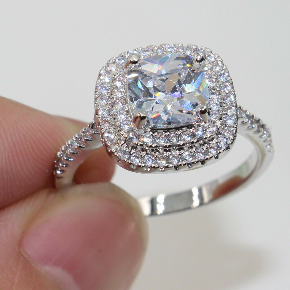 Wedding Rings Size 11
 Full Pave set White Sapphire Diamonique 925 Silver Women
