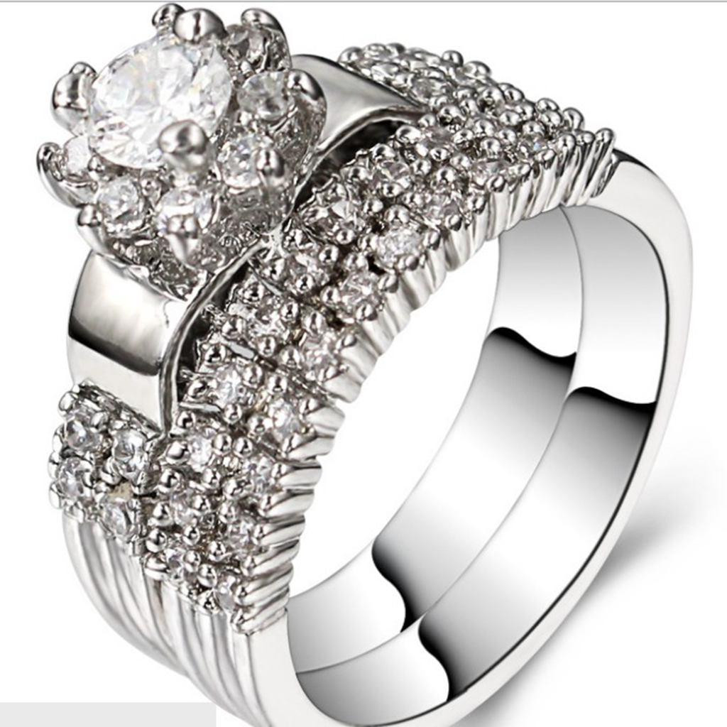 Wedding Rings Size 11
 2019 Size 5 11 Rhodium Wedding Ring Engagement Halo