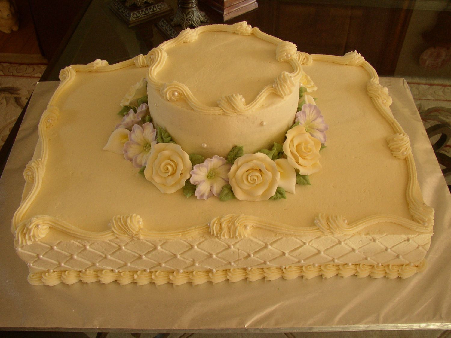 Wedding Sheet Cakes
 sheet cake wedding Buttercream qilted with pearls