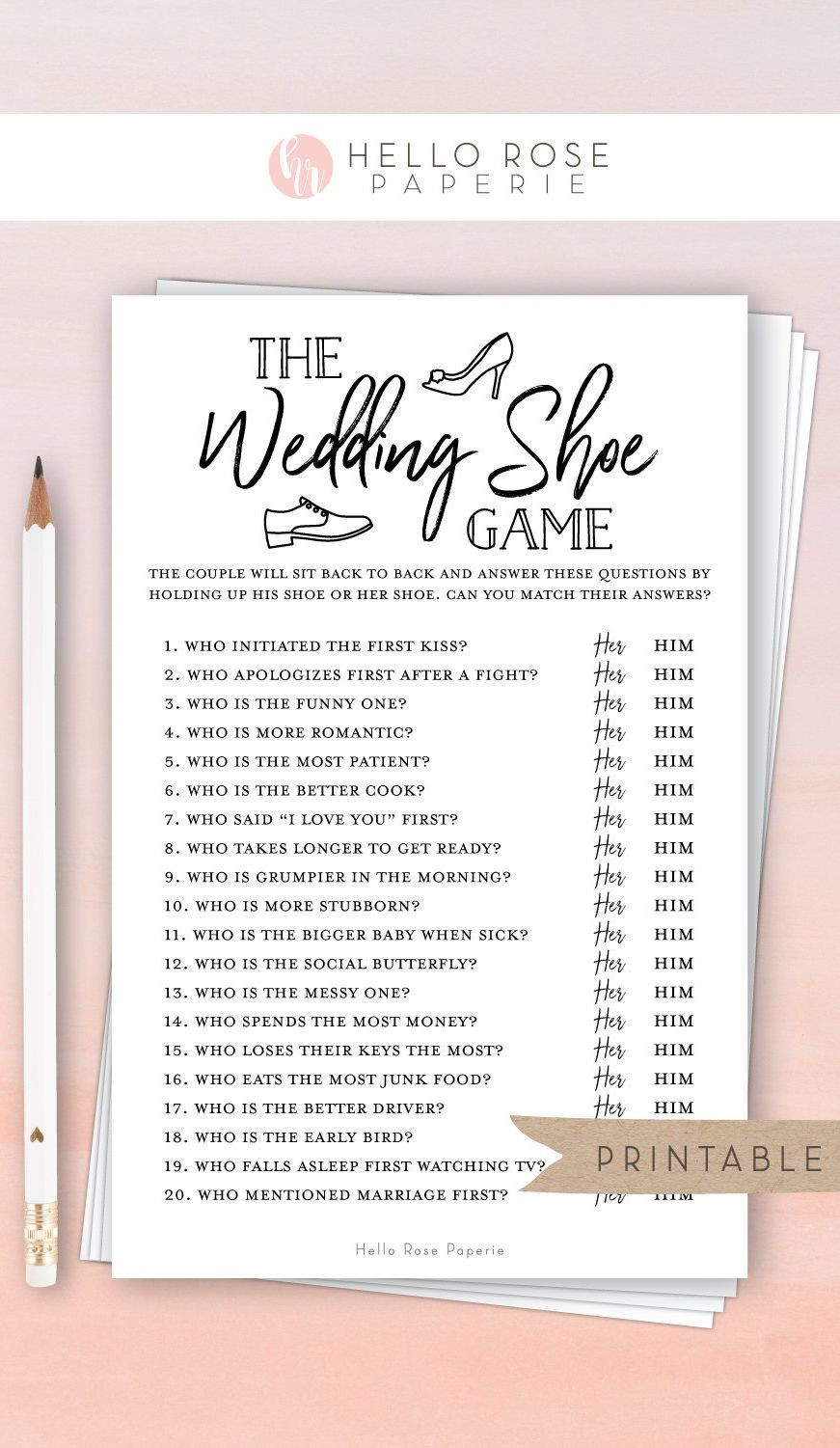 Wedding Shoe Game
 The Wedding Shoe Game Bridal Wedding Couples Shower