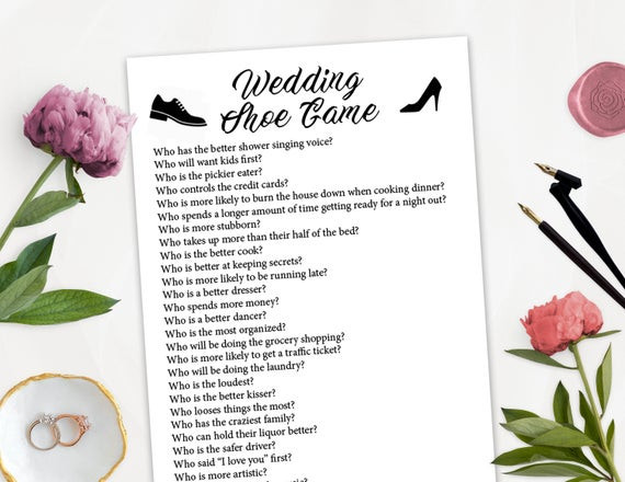 Wedding Shoe Game
 Wedding Shoe Printable Game Wedding Shoe Game Questions