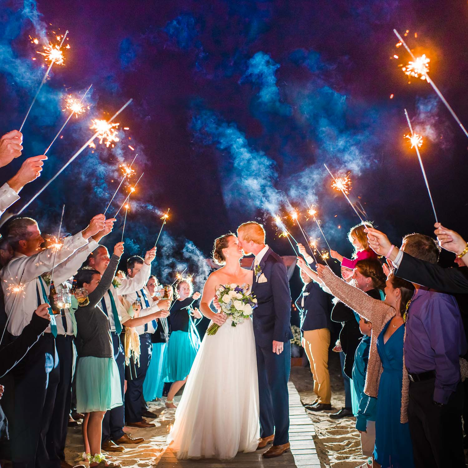 Wedding Sparkler Pictures
 Massachusetts Seaside wedding