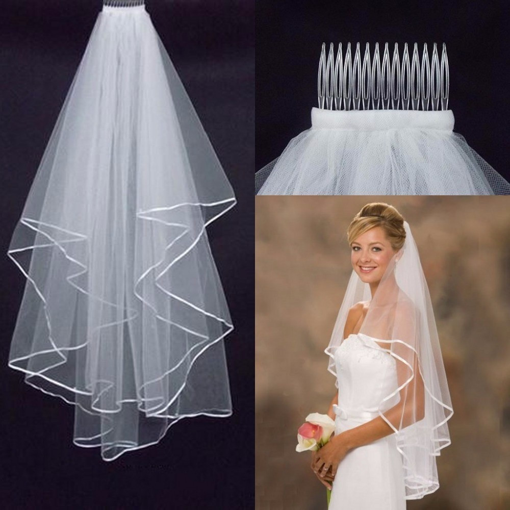 Wedding Veils Pics
 Aliexpress Buy Simple Tulle White Ivory Two Layers