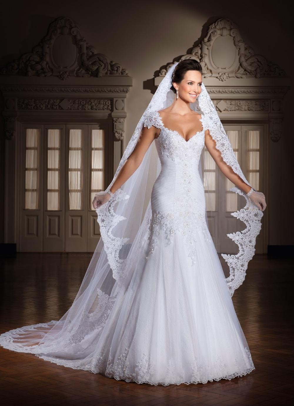 Wedding Veils Style
 Long Wedding Veils Lace Appliques Edge Cathedral Length