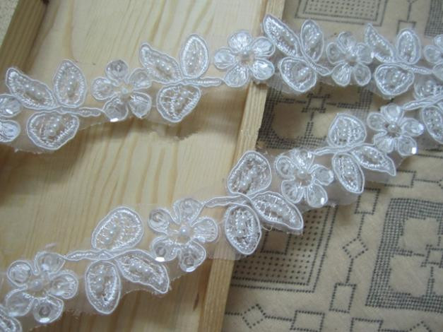Wedding Veils With Lace Trim
 15yard 3 5cm Pearl Beaded Lace Trim Sequin Trim Bridal
