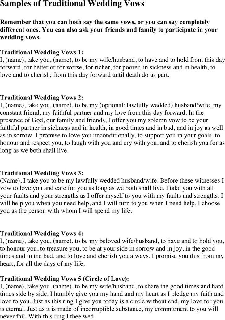 Wedding Vow Template
 Free Wedding Vows Samples PDF 14KB