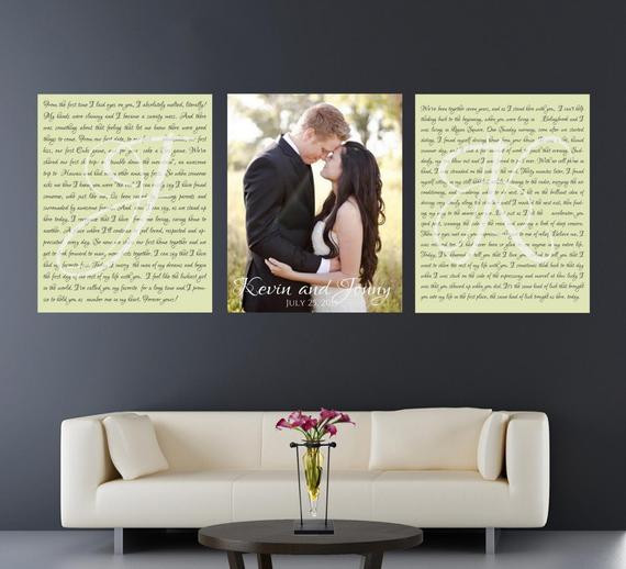 Wedding Vows On Canvas
 Set of 3 Wedding Vows Canvas Anniversary Gift by