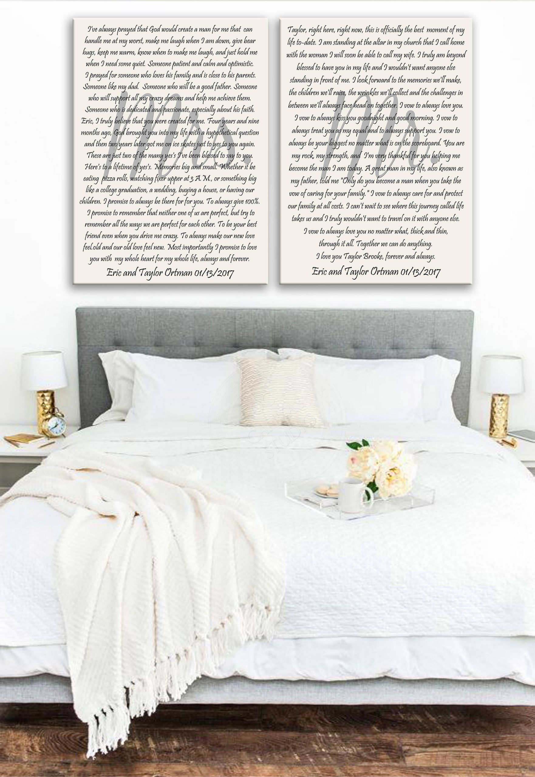 Wedding Vows On Canvas
 Wedding Vows Canvas His and Hers Vows Wedding Vows Art Mrs