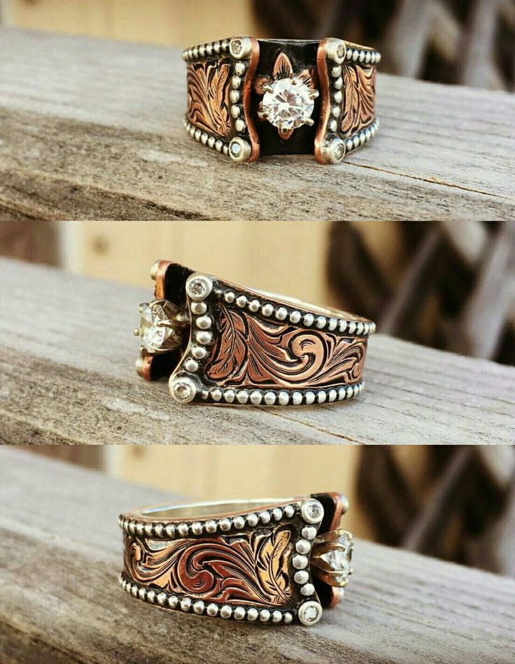 Western Wedding Rings
 Kinda cool ring Absolutely beautiful custom copper and