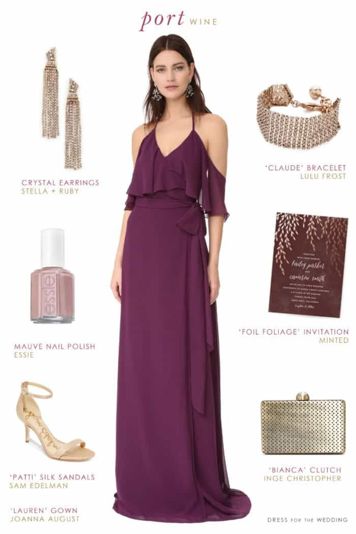 What Should My Wedding Colors Be
 Long Wine Colored Bridesmaid Dress