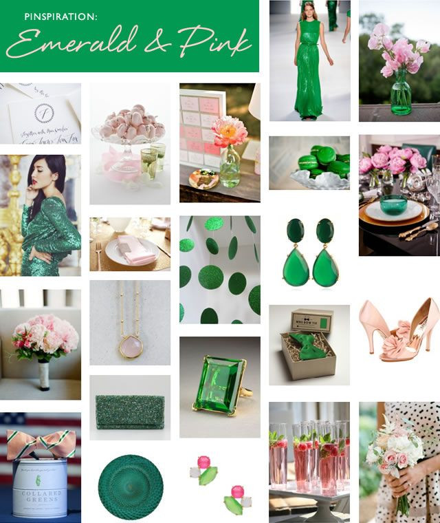 What Should My Wedding Colors Be
 Pinspiration Emerald & Shades of Pink