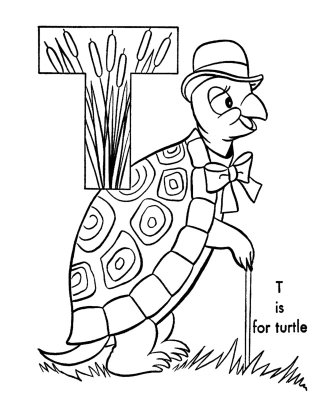 When Do Kids Start Coloring
 t is for turtle alphabet animal coloring pages