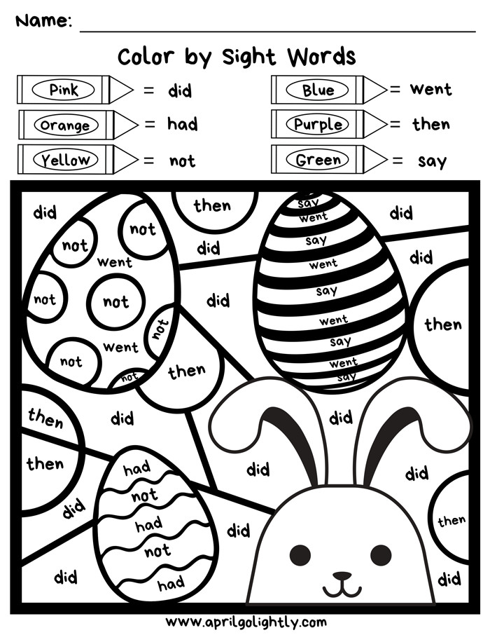 When Do Kids Start Coloring
 Easter Coloring Pages FREE Sight Words Printable for