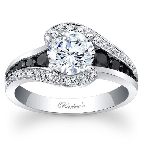 White And Black Diamond Engagement Rings
 Barkev s 14K White Gold and Black Diamond "Halo Swirl