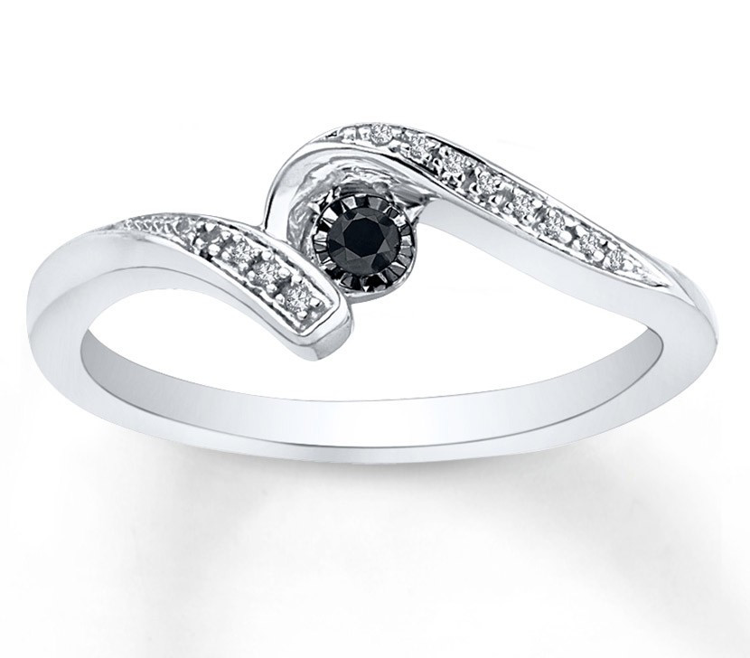 White And Black Diamond Engagement Rings
 Perfect Black and White Diamond Engagement Ring in White