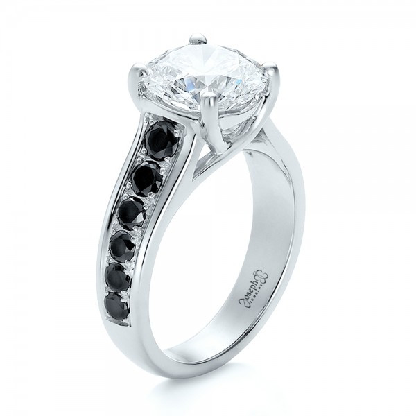 White And Black Diamond Engagement Rings
 Custom Solitaire Champagne Diamond Engagement Ring