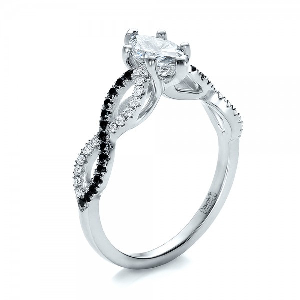White And Black Diamond Engagement Rings
 Custom Two Tone and Marquise Diamond Engagement Ring