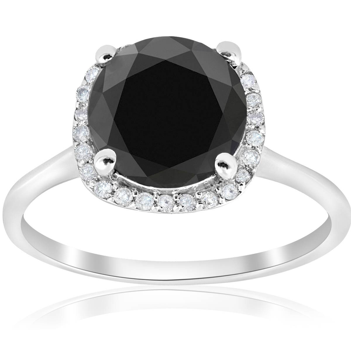 White And Black Diamond Engagement Rings
 3 1 10ct Treated Black Diamond Cushion Halo Engagement