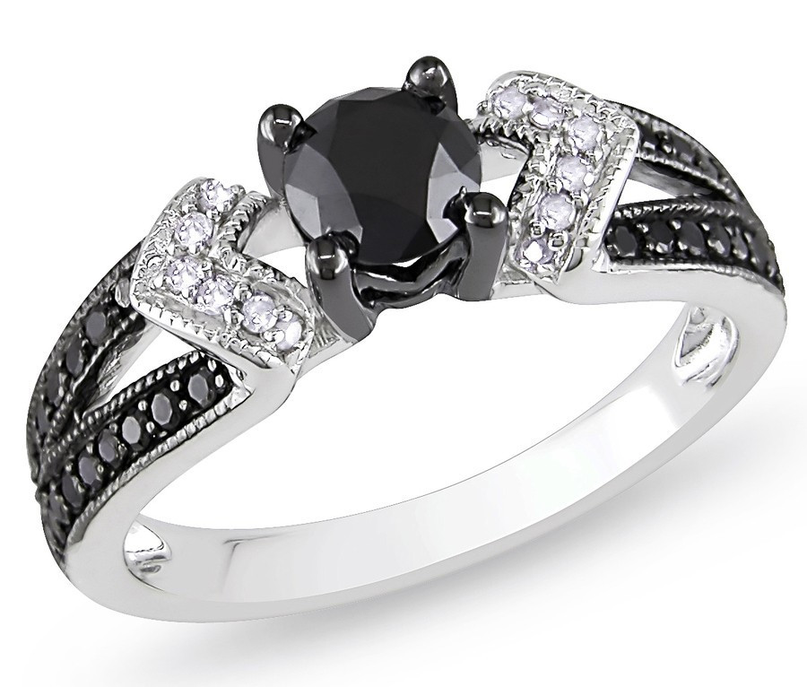 White And Black Diamond Engagement Rings
 Alluring Black and White Diamond Antique Diamond Ring 1 00