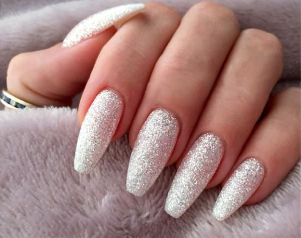 White And Silver Glitter Nails
 White And Silver Glitter Nails Long Coffin Nails This is