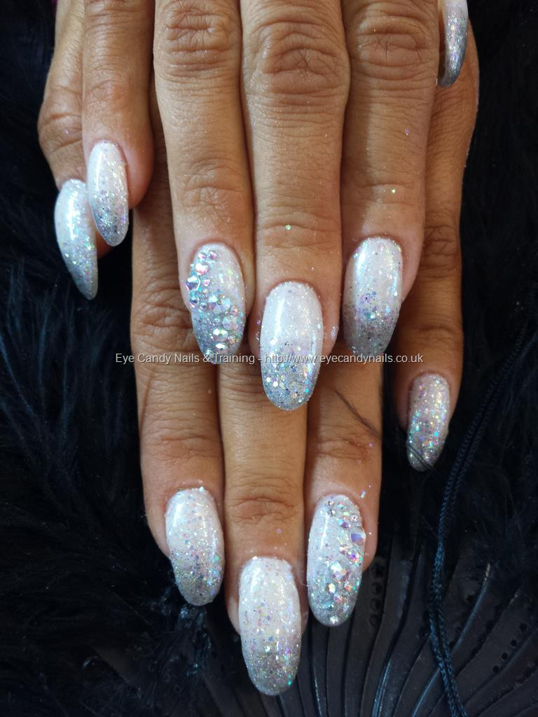 White And Silver Glitter Nails
 Eye Candy Nails & Training White and silver glitter fade