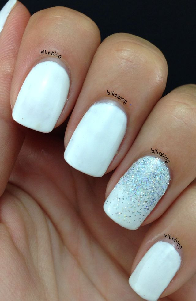 White And Silver Glitter Nails
 Festive Nail Art Designs for the Holidays – Glam Radar