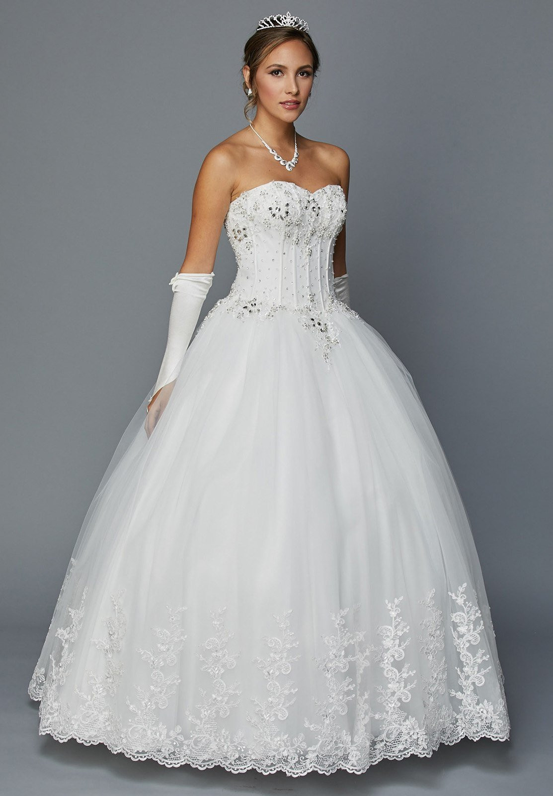 White Ball Gown Wedding Dresses
 Juliet 352 Jewel Bodice Strapless Ball Gown Wedding Dress