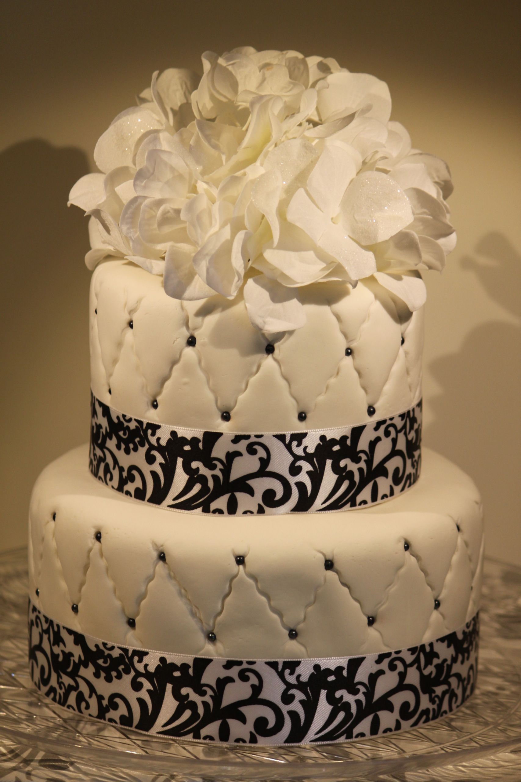 White Birthday Cakes
 Black and White Quilted Fondant Birthday Cake