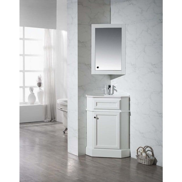 White Corner Bathroom Cabinet
 Shop Stufurhome Hampton White 26 5 Inch Corner Bathroom