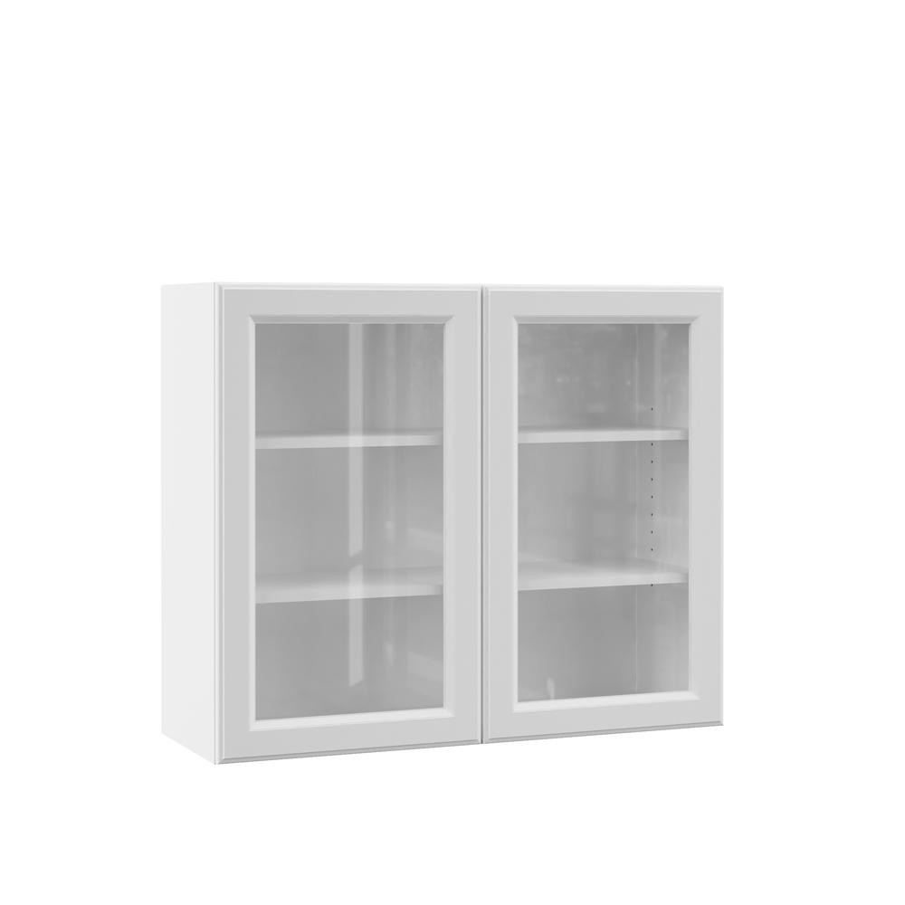 White Kitchen Cabinet Glass Doors
 Hampton Bay Designer Series Elgin Assembled 36x30x12 in